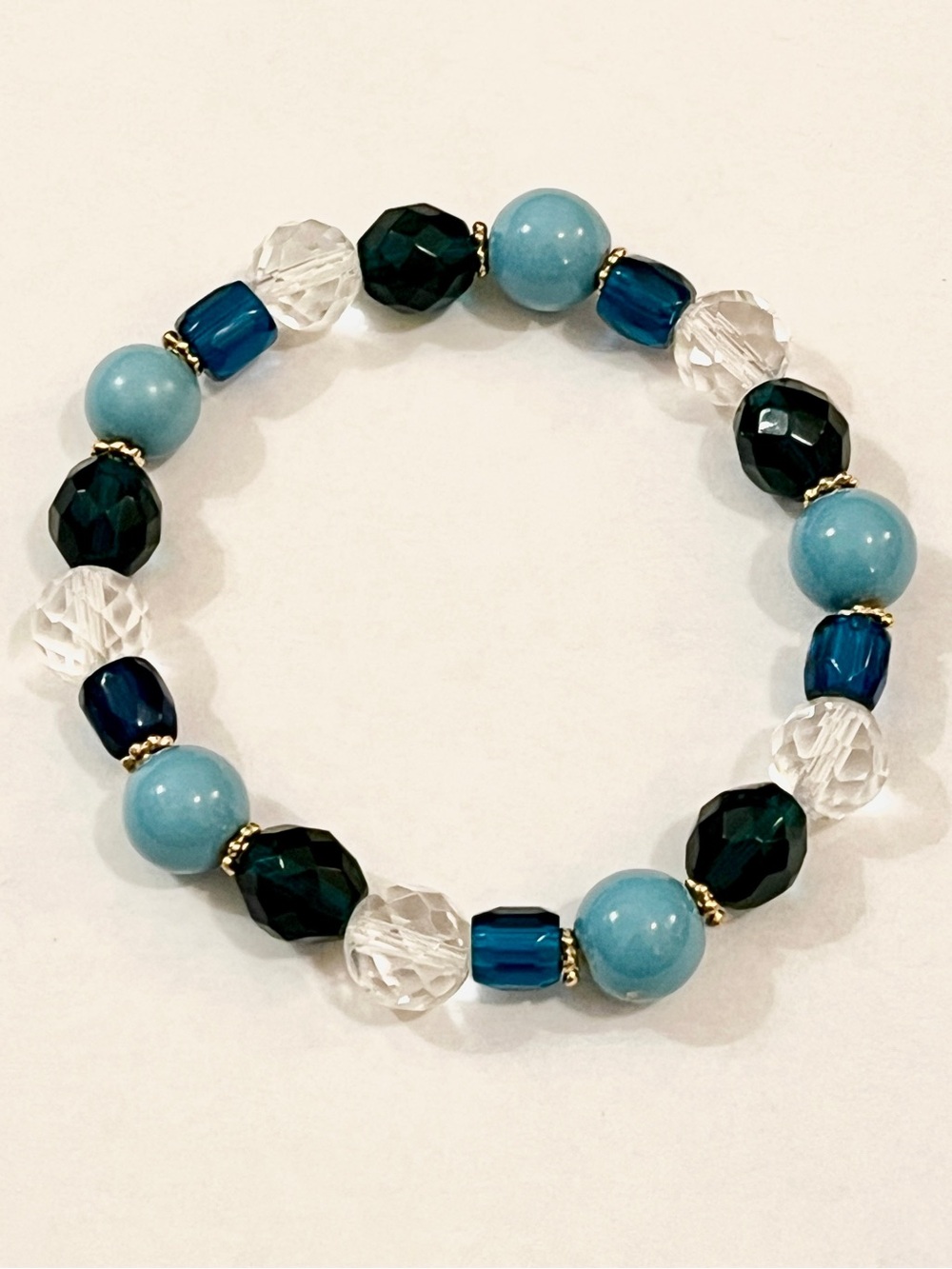 Blue Beaded Stretch Bracelet